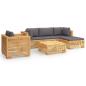 Preview: 6-tlg. Garten-Lounge-Set mit Kissen Massivholz Teak