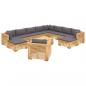 Preview: 12-tlg. Garten-Lounge-Set mit Kissen Massivholz Teak