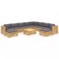 Preview: 11-tlg. Garten-Lounge-Set mit Kissen Massivholz Teak