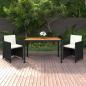 Preview: ARDEBO.de - 3-tlg. Garten-Essgruppe mit Kissen Poly Rattan Schwarz