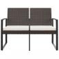 Preview: Gartenbank 2-Sitzer mit Kissen Braun PP-Rattan