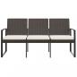 Preview: Gartenbank 3-Sitzer mit Kissen Braun PP-Rattan