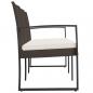 Preview: Gartenbank 3-Sitzer mit Kissen Braun PP-Rattan