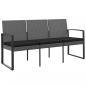 Preview: Gartenbank 3-Sitzer mit Kissen Dunkelgrau PP-Rattan