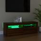 Preview: TV-Schrank mit LED-Leuchten Braun Eichen-Optik 120x35x40 cm