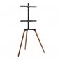 Preview: TV Bodenständer | 50 - 65 " | maximal unterstützes Bildschirmgewicht: 35 kg | Scandinavian Design | drehbar | Anti-Kipp-Gurt | Schnappverschluss | Aluminium / Stahl | Schwarz