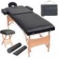 Preview: ARDEBO.de - Massageliege 2-Zonen mit Hocker Klappbar 10 cm Sitz Schwarz