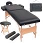Preview: Massageliege 2-Zonen mit Hocker Klappbar 10 cm Sitz Schwarz