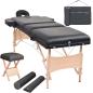 Preview: Massageliege 3-Zonen mit Hocker Klappbar 10 cm Sitz Schwarz