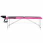Preview: Massageliege Klappbar 2-Zonen Aluminiumgestell Schwarz und Rosa