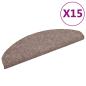 Preview: 15-tlg Selbstklebende Treppenmatten Nadelvlies 65x21x4cm Braun