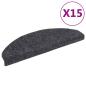 Preview: 15-tlg Selbstkleb. Treppenmatten Nadelvlies 65x21x4cm Dunkelgr.
