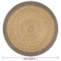 Preview: Teppich Handgefertigt Jute mit Grauem Rand 150 cm
