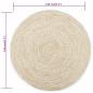 Preview: Teppich Handgefertigt Jute Weiß und Natur 120 cm