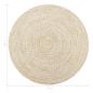Preview: Teppich Handgefertigt Jute Weiß und Natur 150 cm