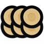 Preview: ARDEBO.de - Tischsets 6 Stk. Natur und Schwarz 38 cm Jute und Baumwolle