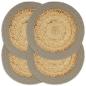 Preview: ARDEBO.de - Tischsets 4 Stk. Natur und Grau 38 cm Jute und Baumwolle