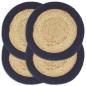 Preview: Tischsets 4 Stk. Natur und Marineblau 38 cm Jute und Baumwolle 