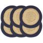 Preview: Tischsets 6 Stk. Natur und Marineblau 38 cm Jute und Baumwolle 