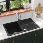 Preview: Granitspüle mit Abtropffläche Reversibel Schwarz