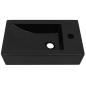 Preview: Waschbecken Rechteckig + Hahnloch Keramik Schwarz 46x25,5x12 cm