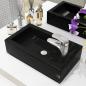Preview: Waschbecken Rechteckig + Hahnloch Keramik Schwarz 46x25,5x12 cm
