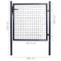 Preview: Mesh-Gartentor Verzinkter Stahl 85,5x100 cm Grau