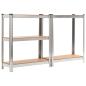 Preview: Lagerregale mit 5 Böden 3 Stk. Silbern Stahl & Holzwerkstoff