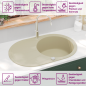 Preview: Granitspüle Einzelbecken Oval Beige