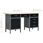 Preview: Arbeitstisch Schwarz 160 x 60 x 85 cm Stahl
