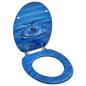 Preview: Toilettensitz mit Deckel MDF Blau Wassertropfen-Design