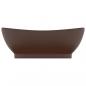 Preview: Waschbecken Überlauf Oval Matt Dunkelbraun 58,5x39cm Keramik   