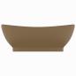 Preview: Luxus-Waschbecken Überlauf Oval Matt Creme 58,5x39cm Keramik   
