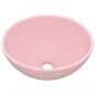 Preview: Luxus-Waschbecken Rund Matt Rosa 32,5x14 cm Keramik