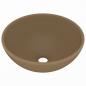 Preview: Luxus-Waschbecken Rund Matt Creme 32,5x14 cm Keramik