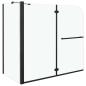Preview: Badewannenaufsatz 2-fach Faltbar ESG 120x68x130 cm Schwarz