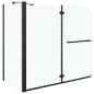 Preview: Badewannenaufsatz 2-fach Faltbar ESG 120x68x130 cm Schwarz