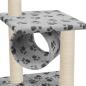 Preview: Katzen-Kratzbaum Sisal 65 cm Grau Pfoten-Muster