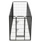 Preview: Hunde-Laufgitter 8 Paneele Stahl 80 x 100 cm Schwarz