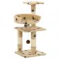 Preview: ARDEBO.de - Katzen-Kratzbaum mit Sisal-Säulen 65 cm Pfoten-Aufdruck Beige
