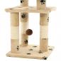 Preview: Katzen-Kratzbaum mit Sisal-Säulen 65 cm Pfoten-Aufdruck Beige