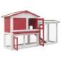 Preview: Großer Kaninchenstall Rot und Weiß 145x45x84 cm Holz