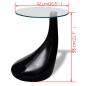 Preview: Couchtisch mit Runder Glasplatte Hochglanz Schwarz 