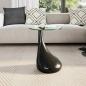 Preview: Couchtisch mit Runder Glasplatte Hochglanz Schwarz 