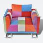 Preview: Würfel-Sessel mit verchromten Füßen Patchwork-Design Stoff