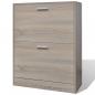 Preview: Schuhschrank Holz in Eichen-Optik mit 2 Schuhkippern
