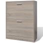 Preview: Schuhschrank Holz in Eichen-Optik mit 2 Schuhkippern