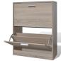 Preview: Schuhschrank Holz in Eichen-Optik mit 2 Schuhkippern