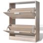 Preview: Schuhschrank Holz in Eichen-Optik mit 2 Schuhkippern