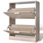 Preview: Schuhschrank Holz in Eichen-Optik mit 2 Schuhkippern